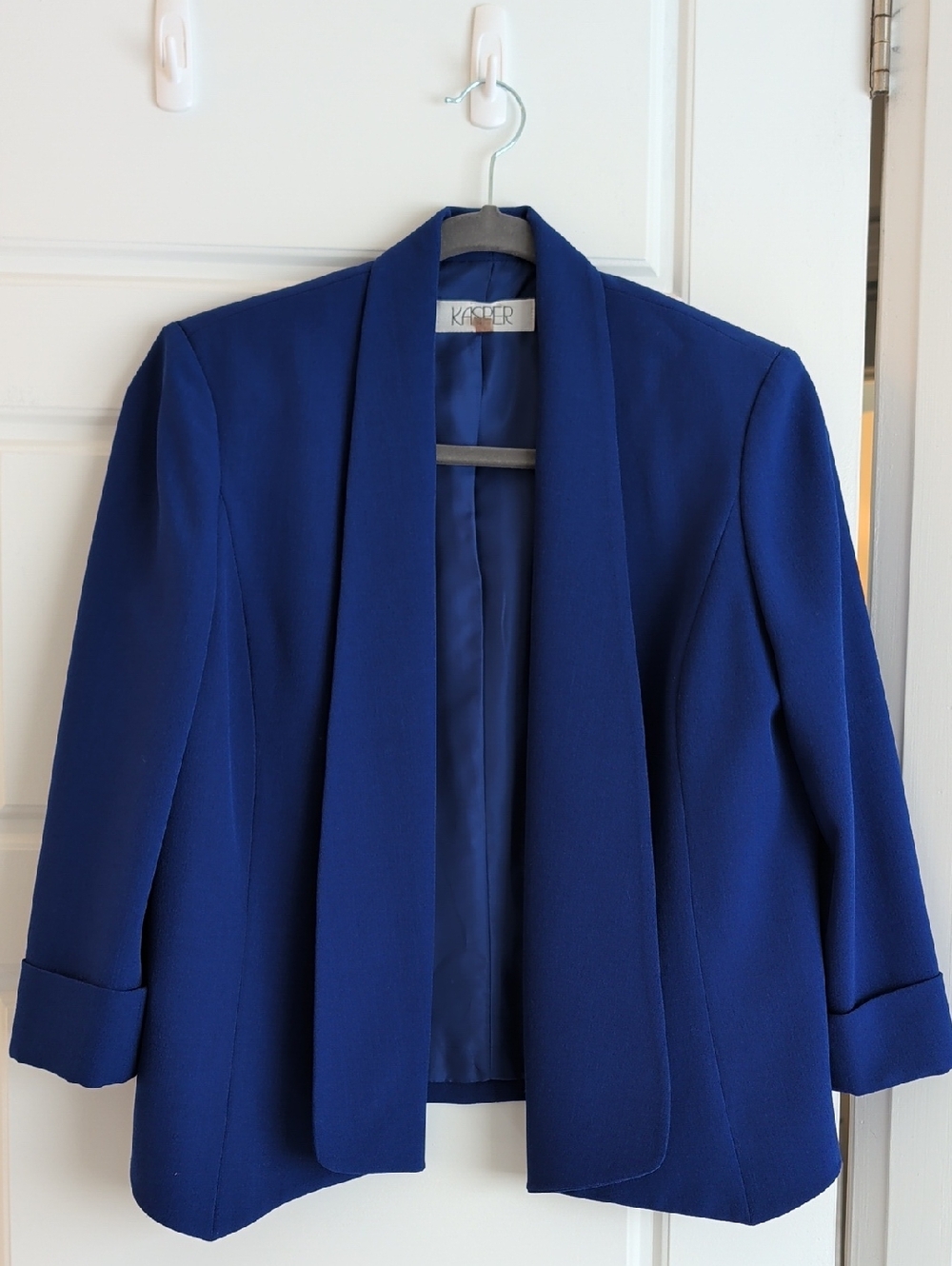 Kasper Women's Open-Front Blue Cobalt Blue Blazer